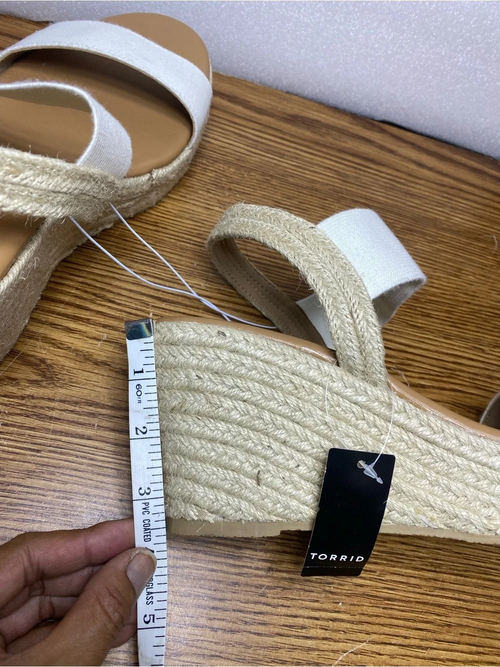Torrid Women's Espadrille Wedge Sandals Ankle Strap Slip On White Size 11 New